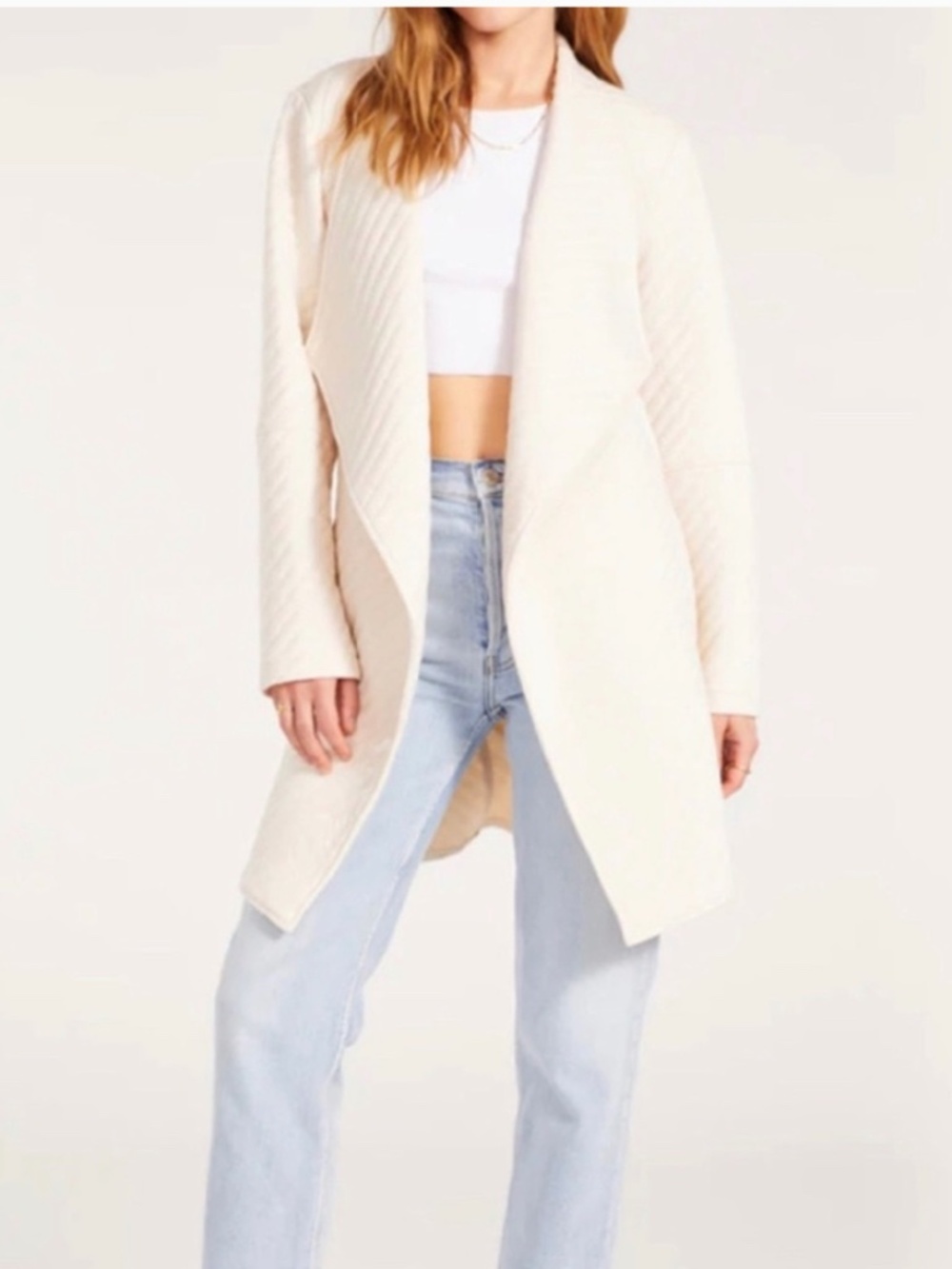 BB Dakota Steve Madden Soft Landing Quilted Open Front Cozy Jacket Size Small